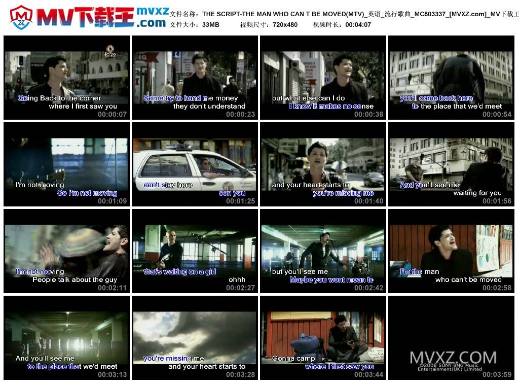 THE SCRIPT-THE MAN WHO CAN T BE MOVED(MTV)_英语_流行歌曲_MC803337